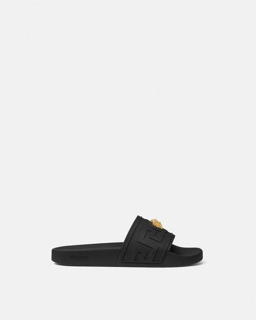 Versace White La Medusa Rubber Sliders for men