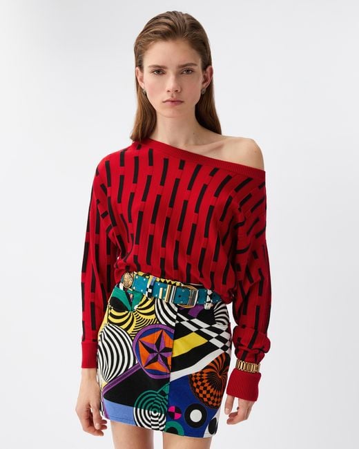 Versace Embroidered-Logo Wool Knit Sweater