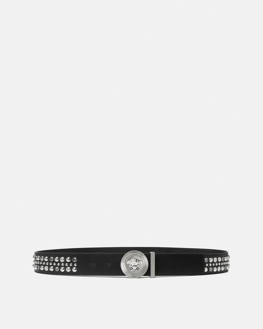 Versace White Medusa Biggie Embellished Belt 1.6" for men
