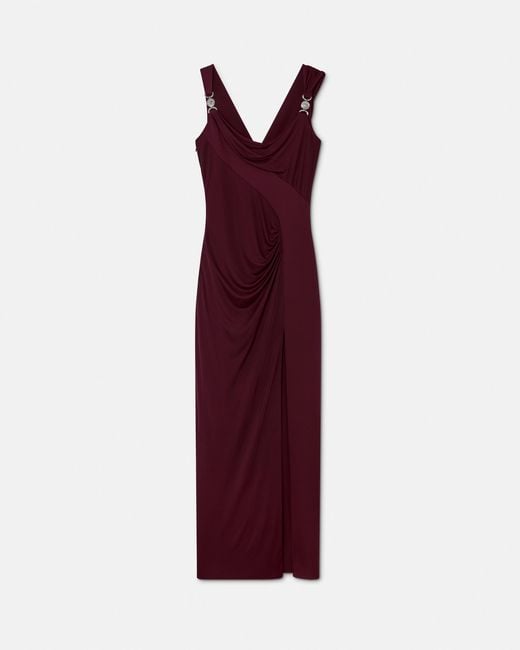Versace Purple Viscose-Jersey Draped Gown
