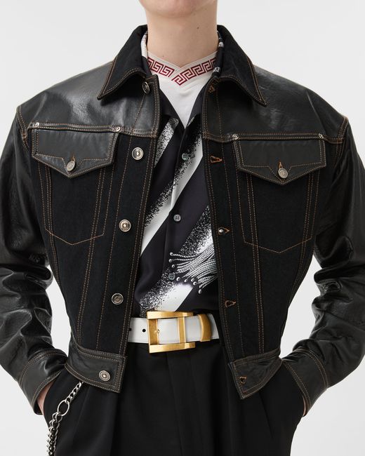 Versace Metallic Leather Belt 4 Cm for men