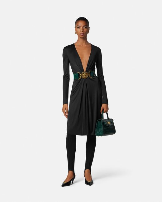 Versace Black Viscose-Jersey Midi Dress