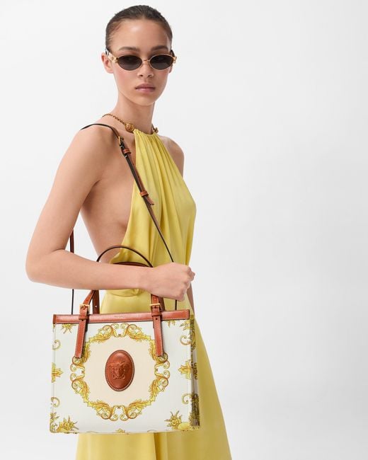 Versace White Rivière Printed Canvas Tote