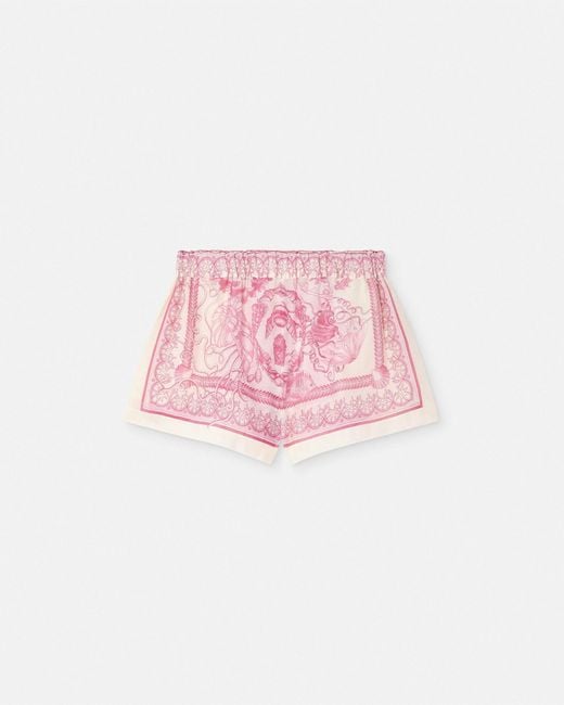 Versace Pink Underwater Barocco Cover-Up Shorts