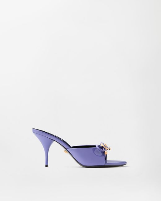 Versace White Opera Bow Patent Mules 85 Mm