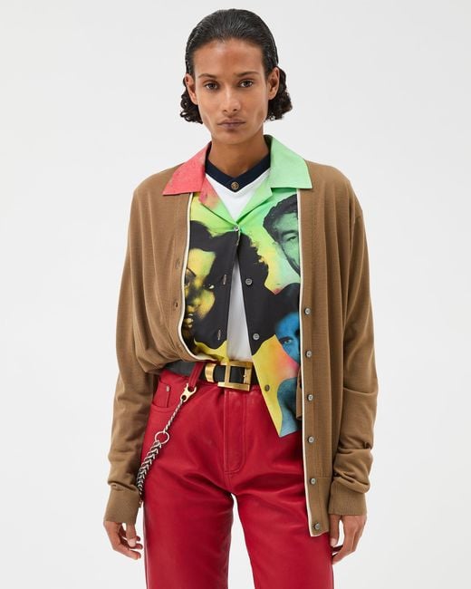 Versace Brown Embroidered Wool Knit Cardigan
