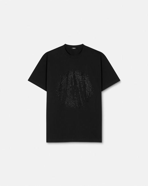 Versace Black Embellished Cotton-Jersey T-Shirt