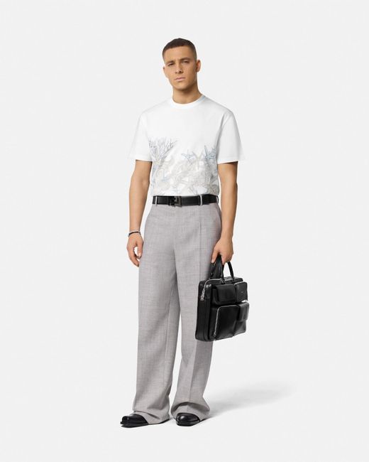 Versace White Barocco Sea Graphic T-shirt for men
