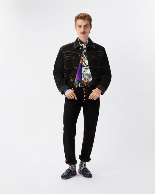Vaqueros Rectos Versace de hombre de color Black
