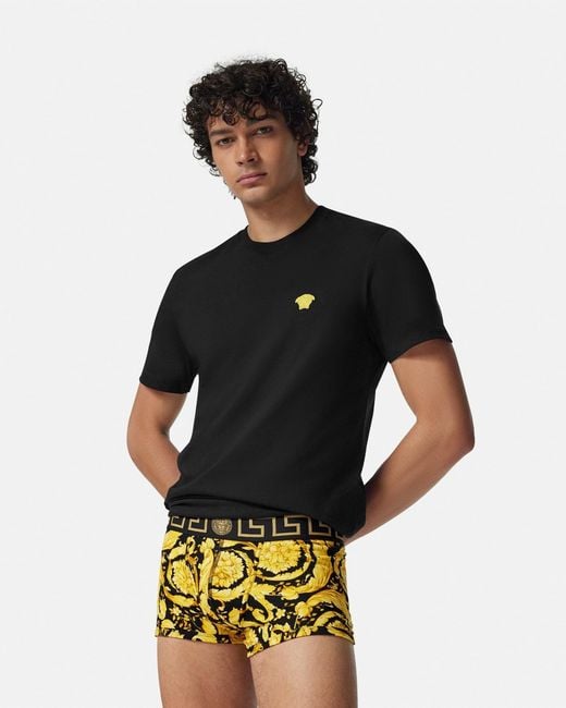 Versace White Printed Jacquard Cotton-Jersey Trunks for men
