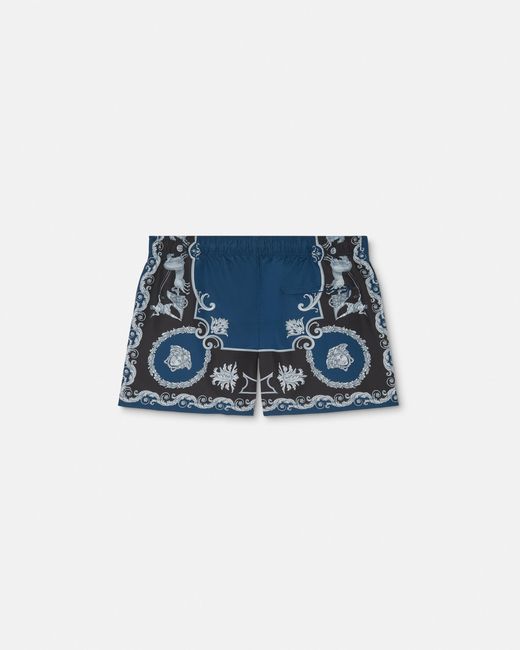 Versace Blue Printed Swim Shorts for men