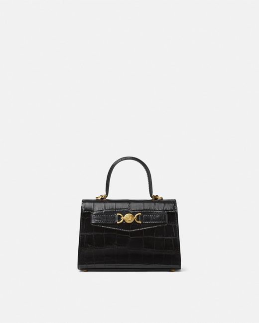 Versace Black Croc-effect Medusa '95 Small Handbag