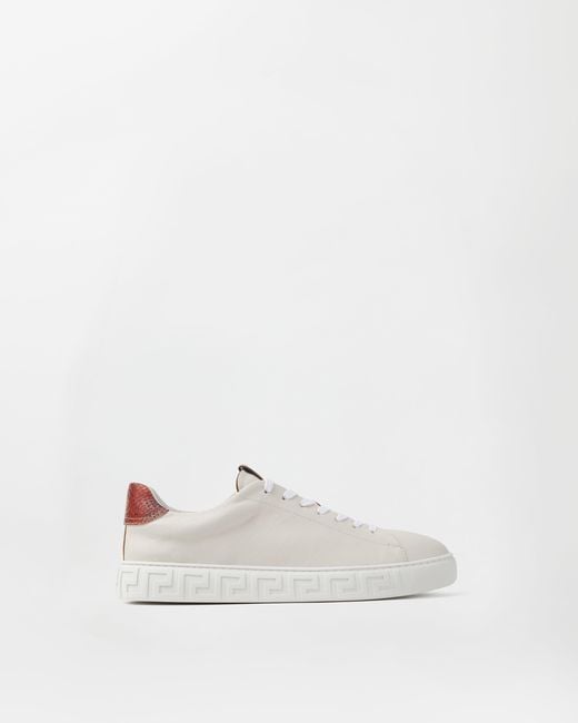 Versace White Greca Leather Sneakers for men