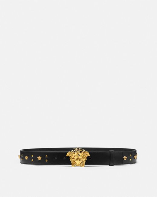 Versace White Ceinture En Cuir Medusa Cloutée 4 Cm for men