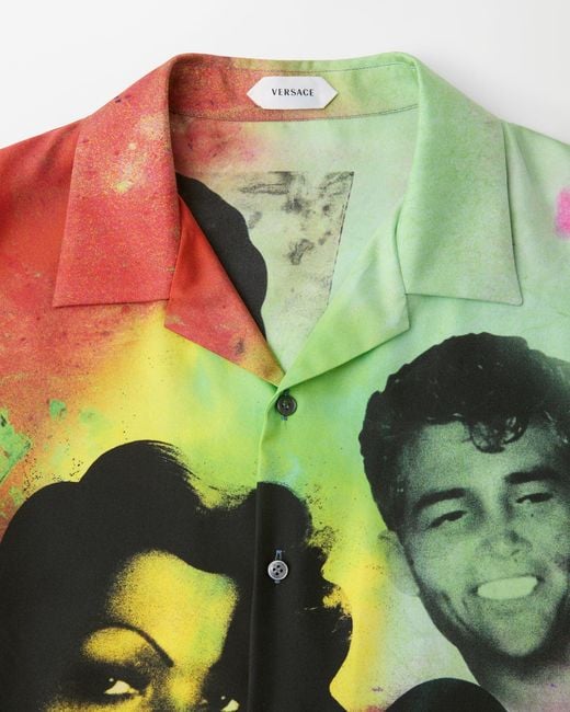 Versace Multicolor Printed Silk Twill Shirt for men