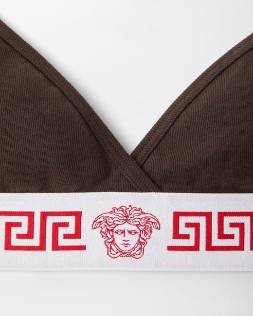 Versace Brown Ribbed Cotton-Jersey Bralette