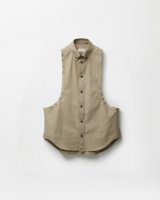Versace Natural Micro-Checked Cotton-Poplin Sleeveless Shirt for men