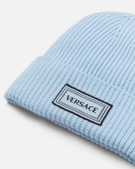 Versace Blue Wool Knit Beanie