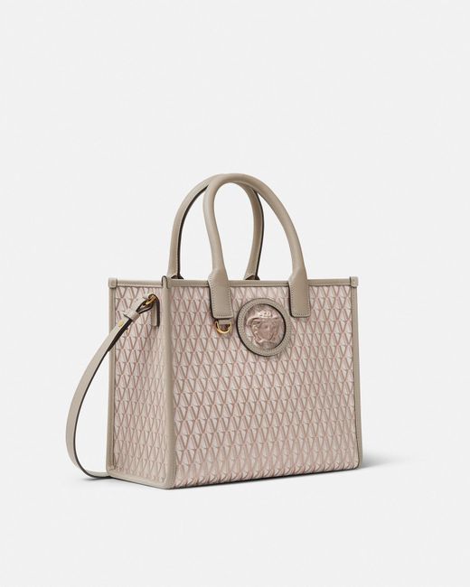 Versace Natural V Allover La Medusa Small Tote Bag