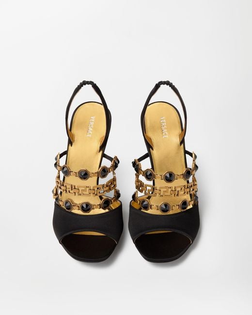 Versace White Gemma Satin Sandals 90 Mm