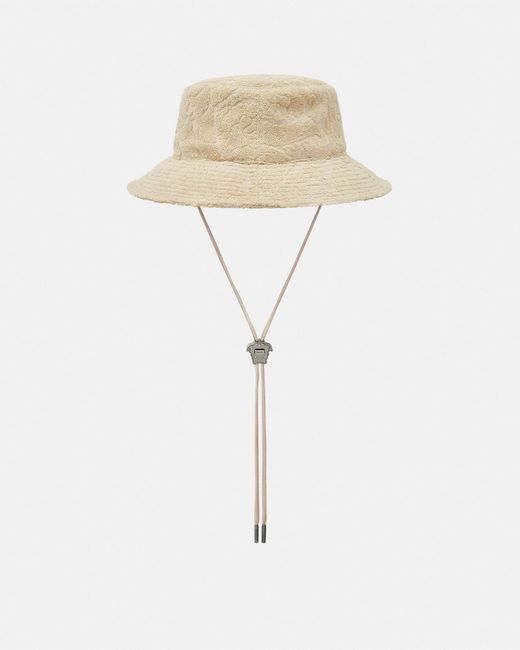 Versace White Barocco Towel Bucket Hat for men