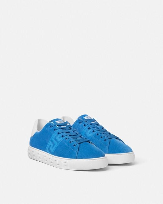 Versace Blue Suede Greca Sneakers for men