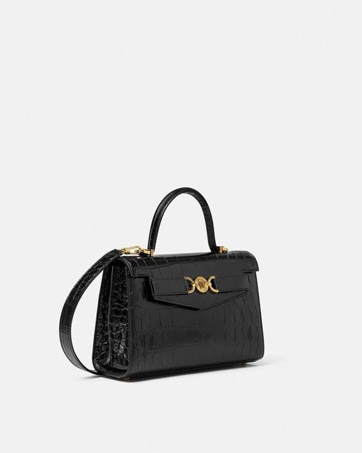 Versace Black Croc-effect Medusa '95 Handbag