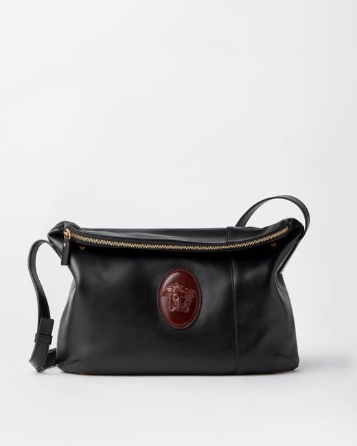 Versace Black Lou Nappa Shoulder Bag for men