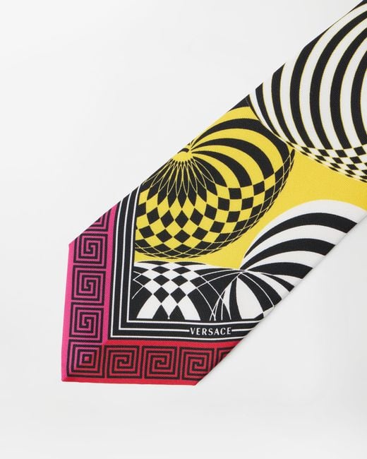 Versace White Printed Silk Twill Tie for men