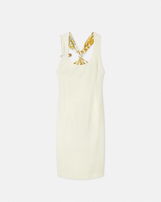 Robe Droite Mi-Longue Torsadée Safety Pin Versace en coloris White