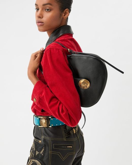 Versace Black Emblème Nappa Hobo Bag