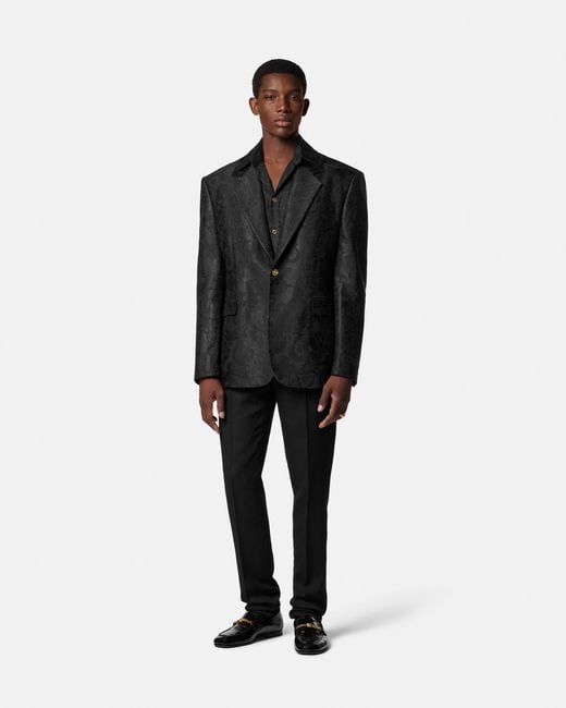 Versace Black Jacquard Cotton-Poplin Shirt for men