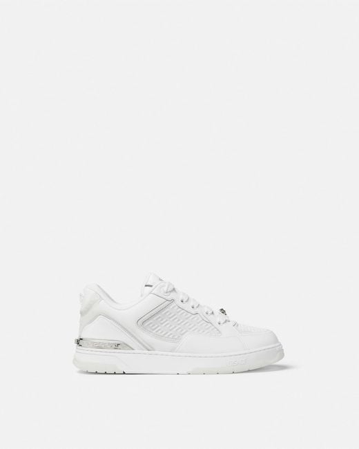Versace White Sports Shoes With Logo for men