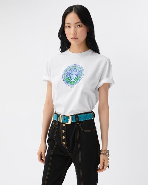 Versace White Printed Cotton-Jersey T-Shirt