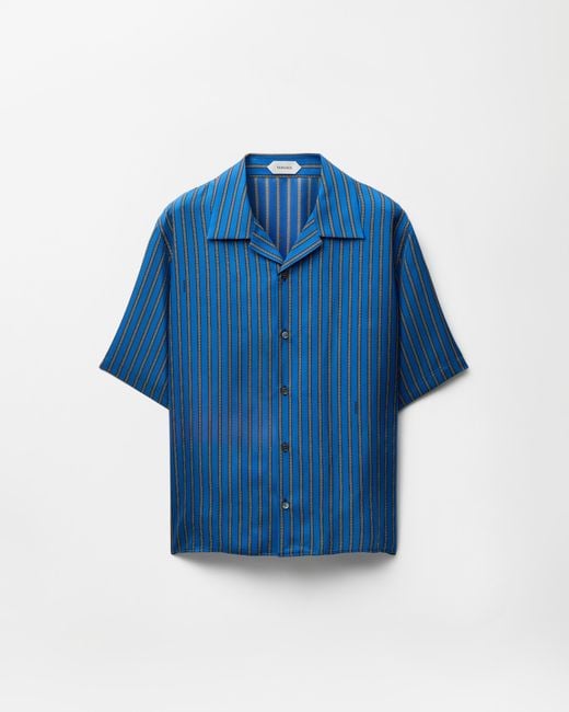 Versace Blue Printed Silk Twill Shirt for men