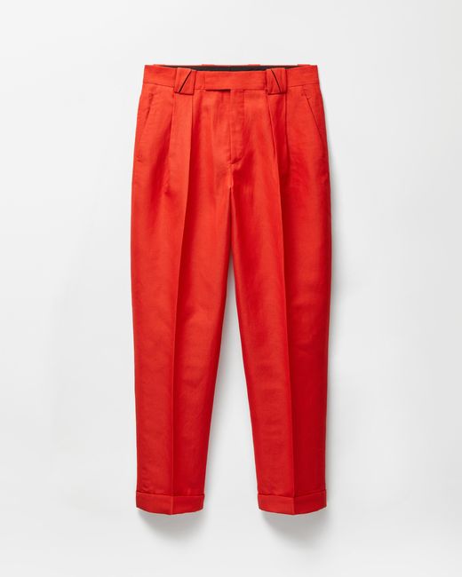 Versace Red Wool-Linen Formal Pants for men