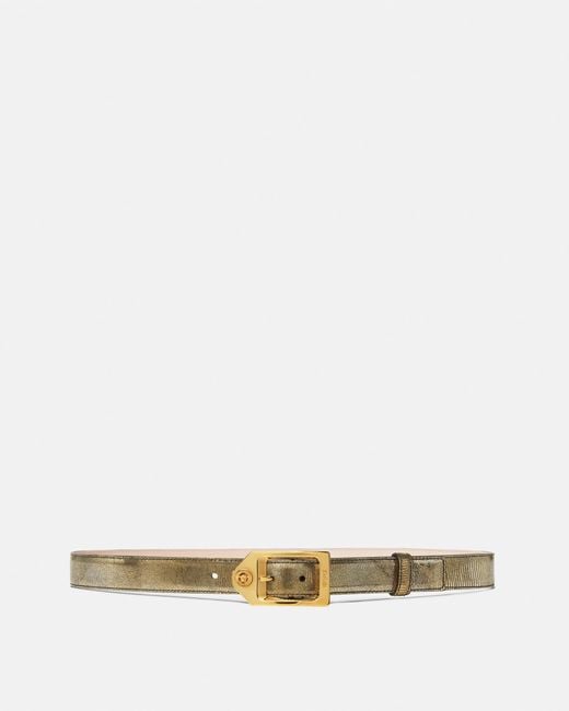 Versace White Medusa Biggie Lizard-Effect Belt 1.2" for men