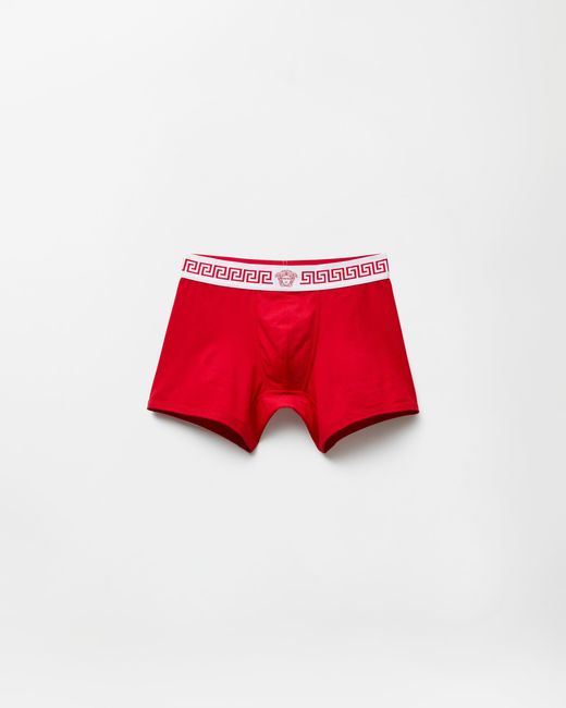 Versace Red Cotton-Jersey Long Trunks for men