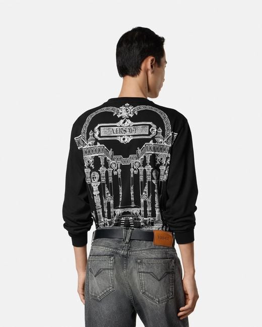 Versace Black Printed Cotton-Jersey Regular T-Shirt for men