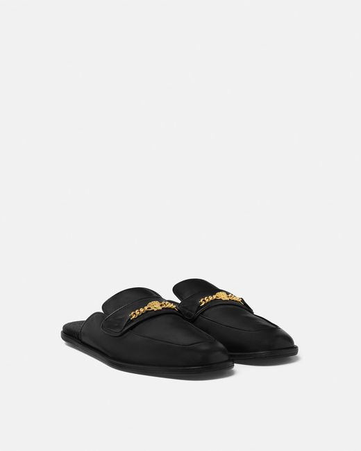 Versace White Medusa Leather Slippers for men
