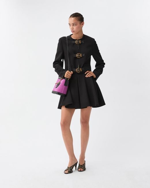 Versace Black Natté Wool Mini Skirt