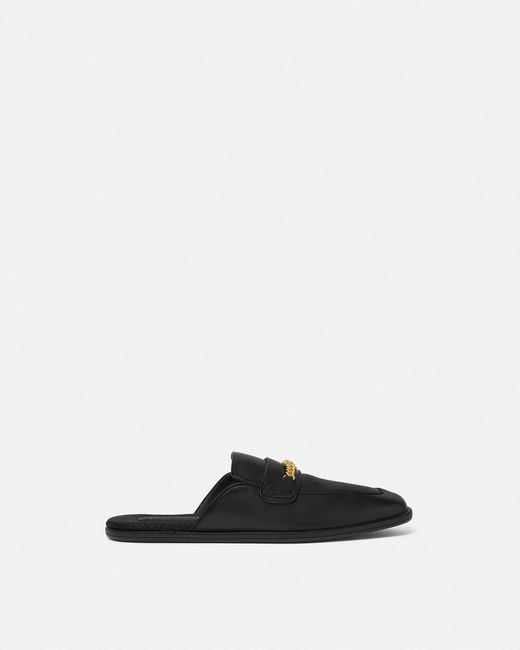 Versace White Medusa Leather Slippers for men
