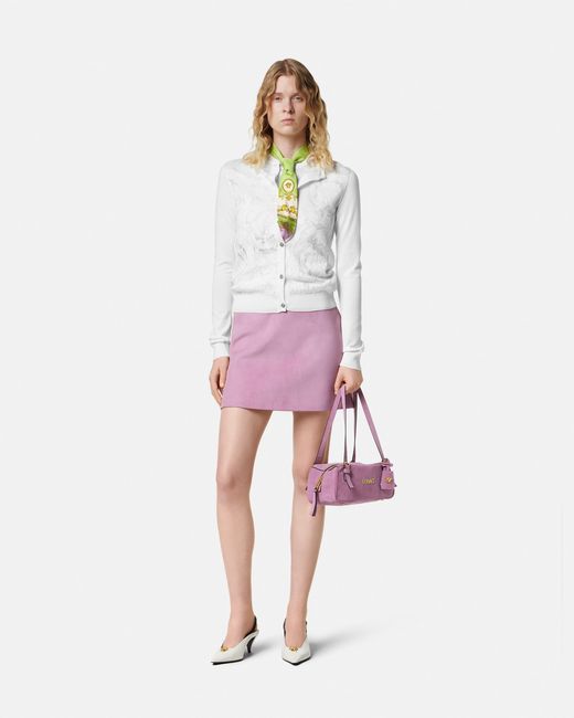 Versace White Cotton-Blend Knit Cardigan