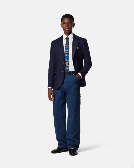 Versace Blue Wool Blazer for men