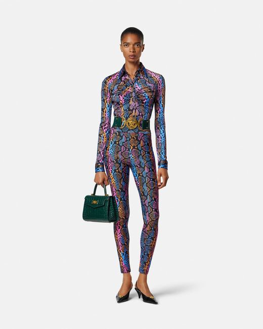 Chemise À Imprimé Peau De Python Versace en coloris Blue
