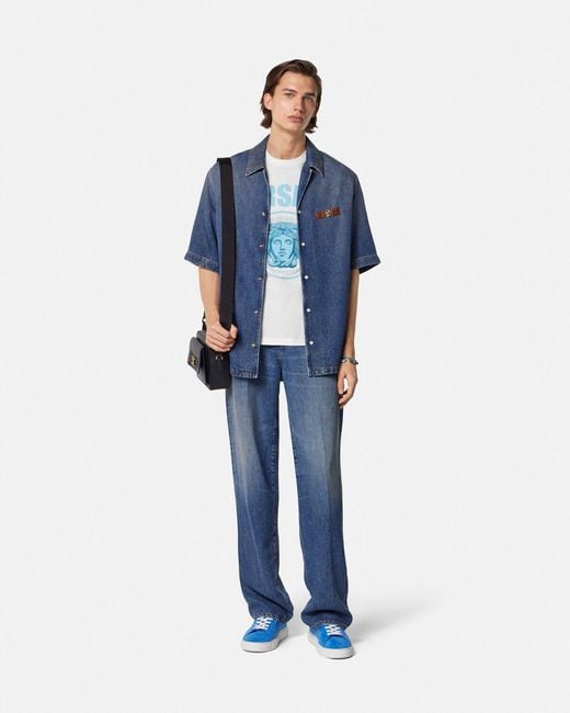 Versace Blue Medusa Rock T-Shirt for men