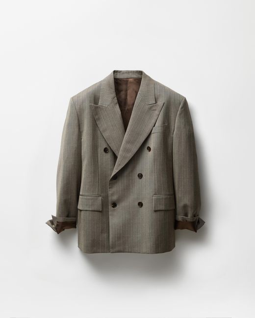 Versace Gray Pinstripe Wool Boxy Blazer for men