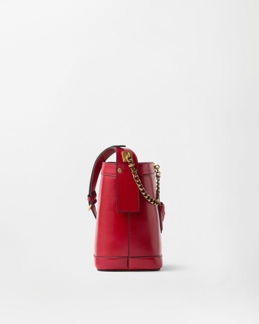Versace Red Pivot Mini Leather Bucket Bag