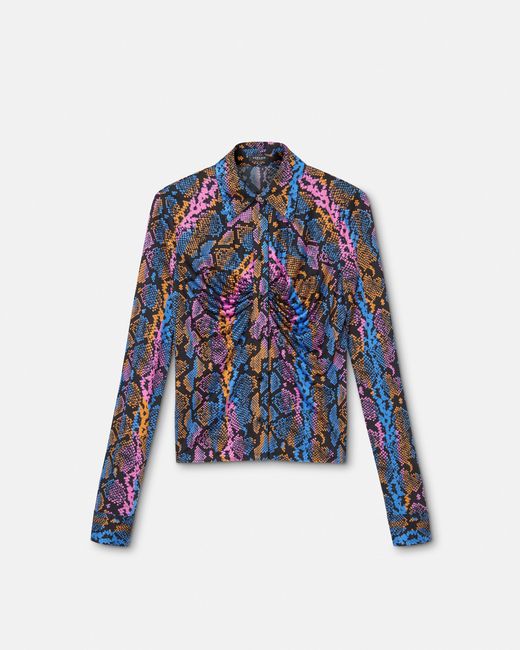 Chemise À Imprimé Peau De Python Versace en coloris Blue