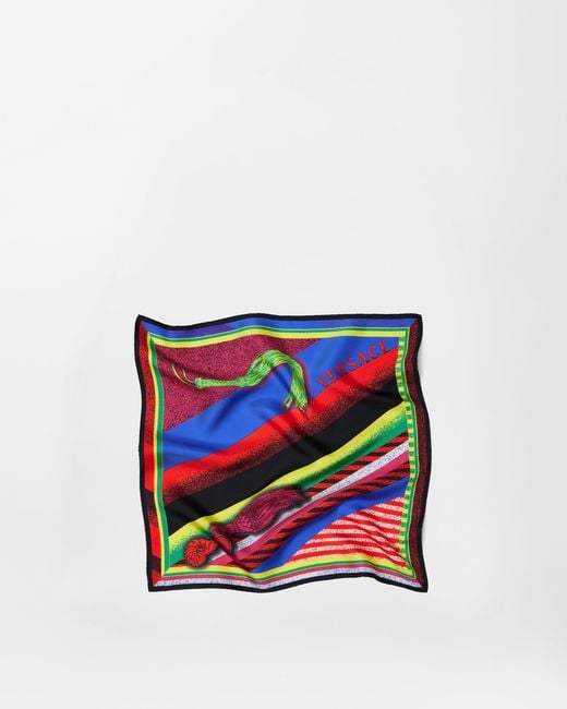 Versace White Printed Silk Twill Scarf 55 Cm
